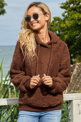 Drawstring Sherpa Hoodie with Pocket Ins Street